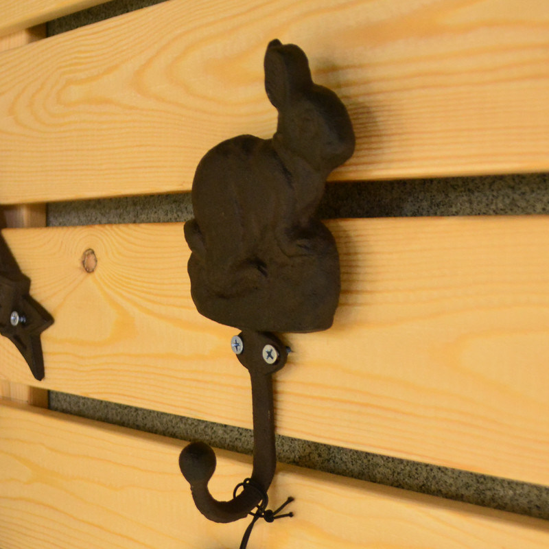 Kalite Antique Cute Rabbit Cast Iron Hat Hooks Cast Iron Crafts Fabrika