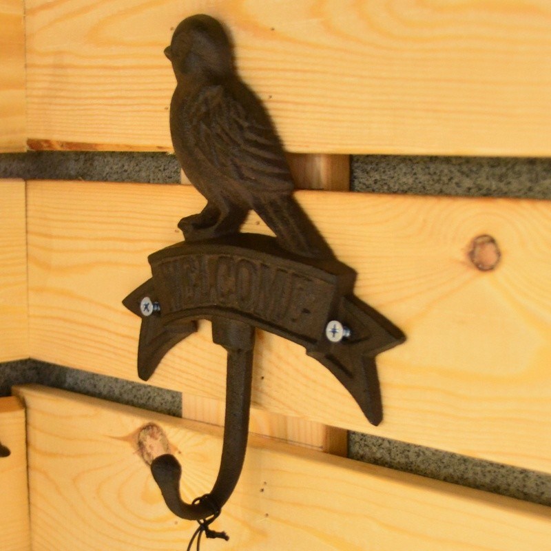 Kalite Antique Wall Mount Bird shape Black Iron Coat Hooks Fabrika