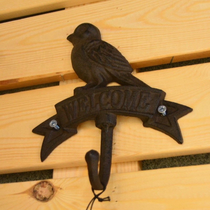Kalite Antique Wall Mount Bird shape Black Iron Coat Hooks Fabrika