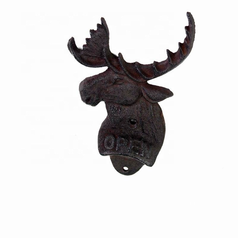 Kalite Home Decor Deer Head Brown Rust Cast Iron Bottle Opener Fabrika