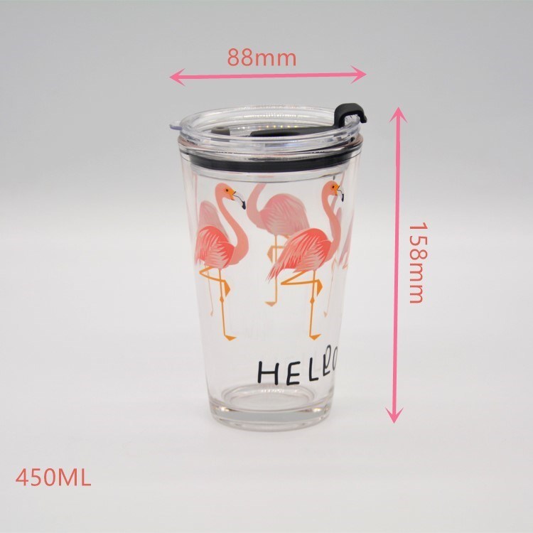 Kalite Decorated Pint Ice Tea Glass Cup With Lid And Silicate Straw Cocktail Tumbler Drinking Glasses Fabrika