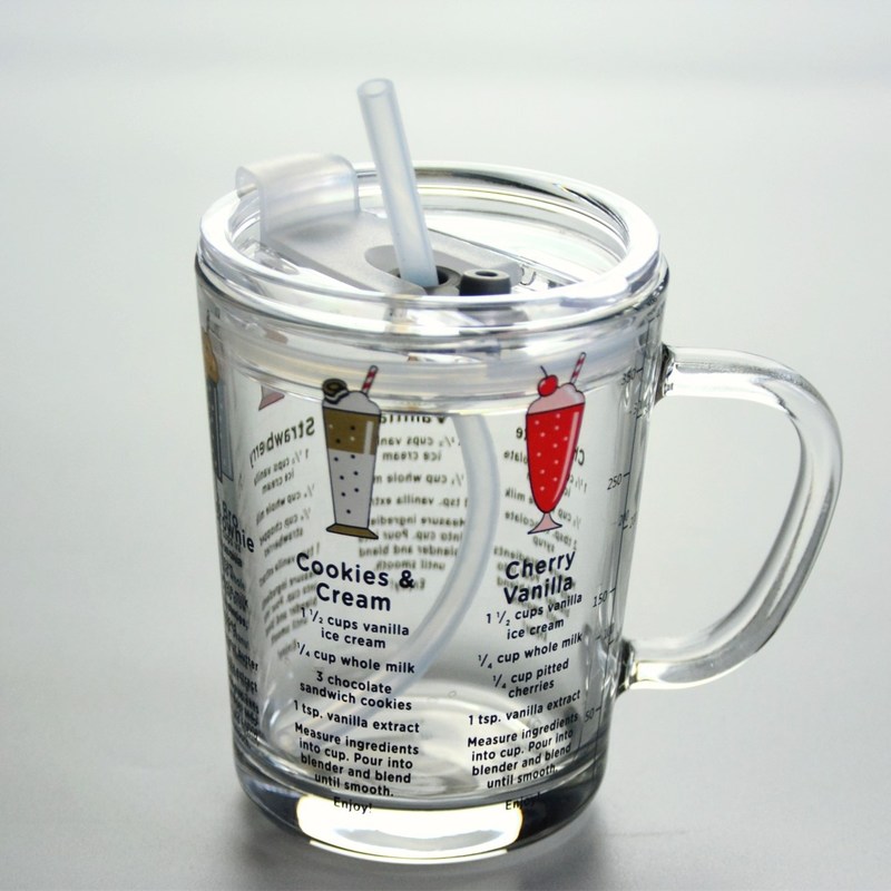 Kalite Cartoon Crystal Drinking Glass With Lid And Silicate Straw Fabrika