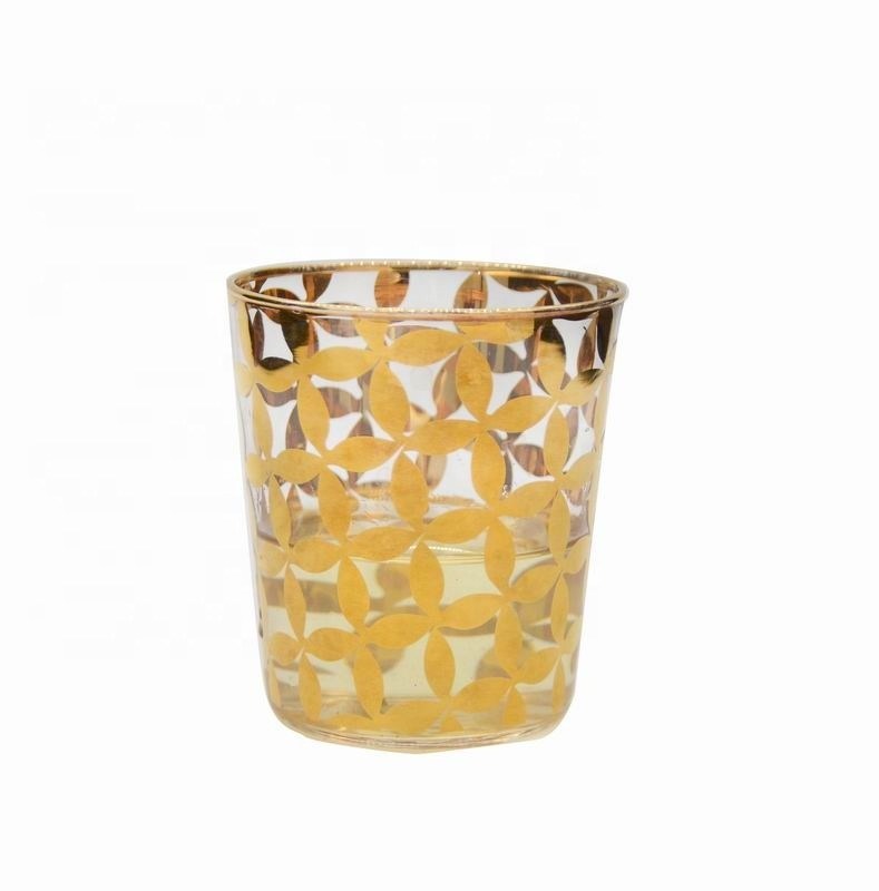 Kalite Gold Print High End Stemless Wine Glass Tumbler , Crystal Highball Glasses Fabrika