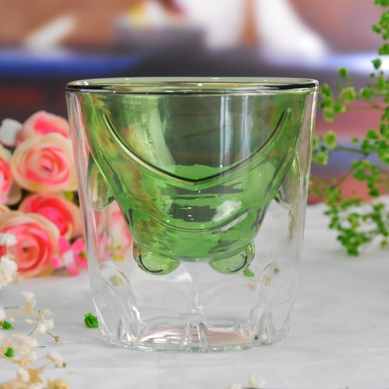 Kalite Green Borosilicate Double Layer Colored Drinking Glasses Fabrika