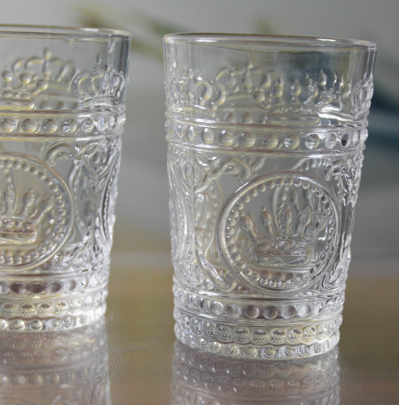 Kalite 8Oz Crown Design Embossed Tumbler Drinking Glasses Fabrika
