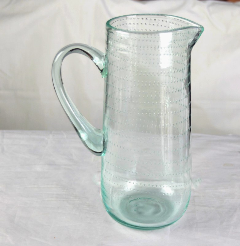 Kalite Recycle Green Spiraling Bubbles  Glass Water Pitcher , Large Glass Pitcher Fabrika