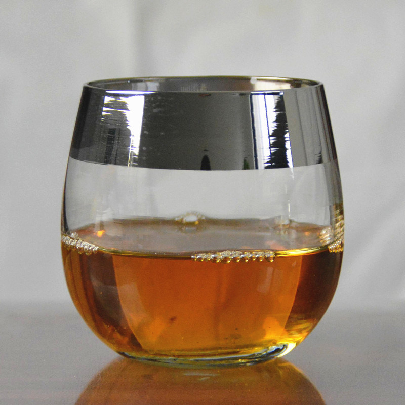 Kalite Silver Rim Ion Plated Platinum Tumbler Drinking Glasses Fabrika