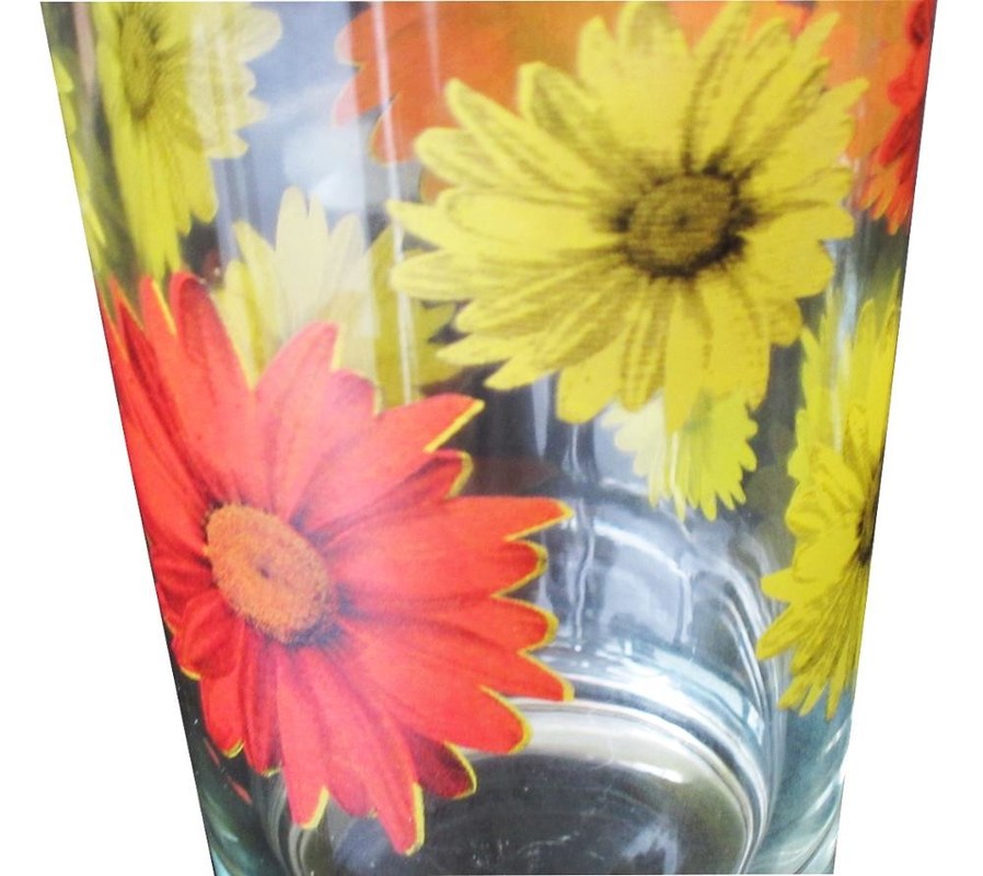 Kalite Silk Printed Blooming Daisy 16 Oz Highball Glasses Fabrika