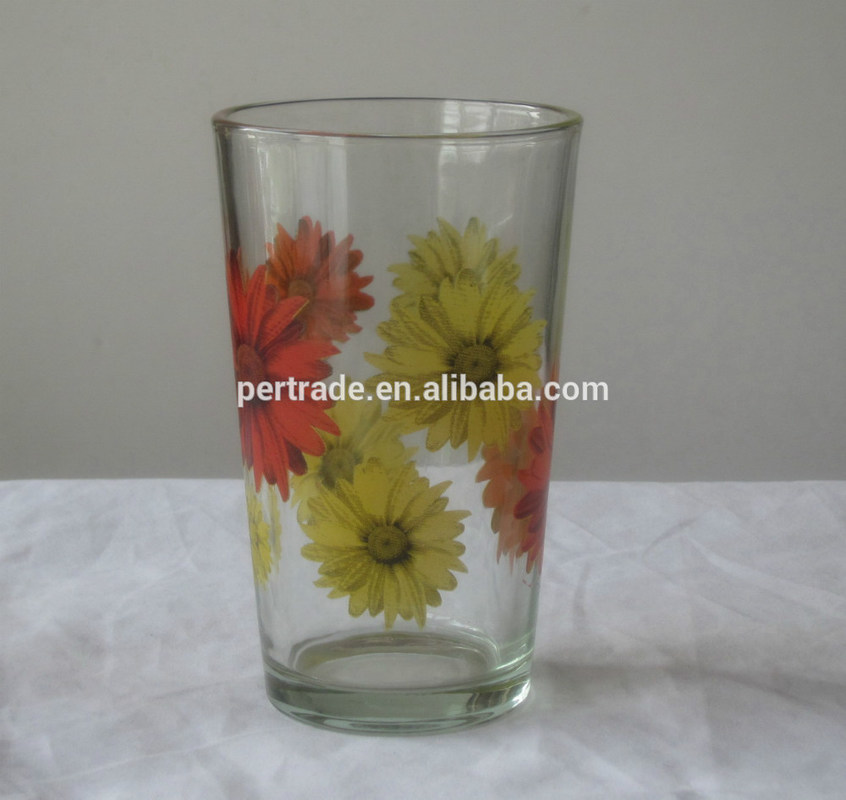 Kalite Silk Printed Blooming Daisy 16 Oz Highball Glasses Fabrika