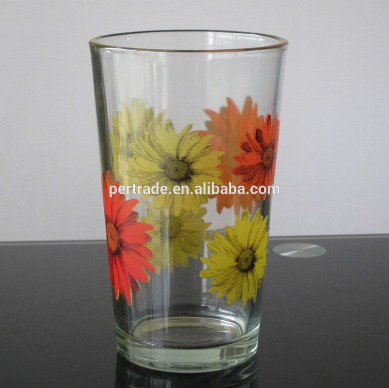 Kalite Silk Printed Blooming Daisy 16 Oz Highball Glasses Fabrika