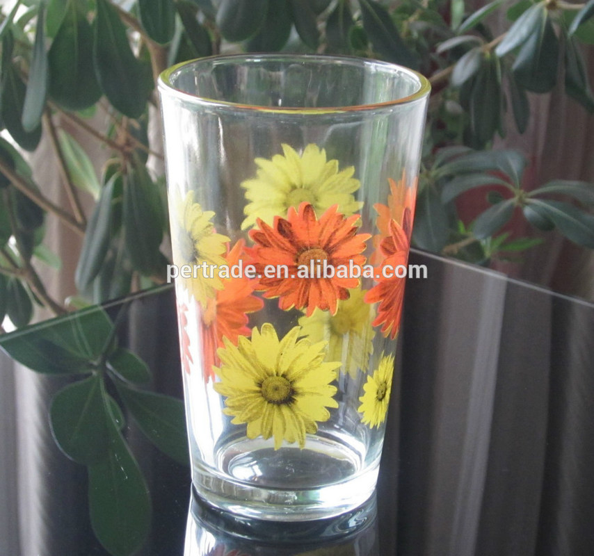 Kalite Silk Printed Blooming Daisy 16 Oz Highball Glasses Fabrika