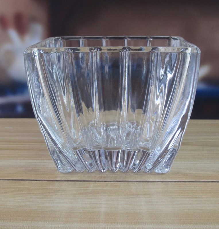 Kalite Square Optic Stripes Glass Storage Jars For Candy Fabrika