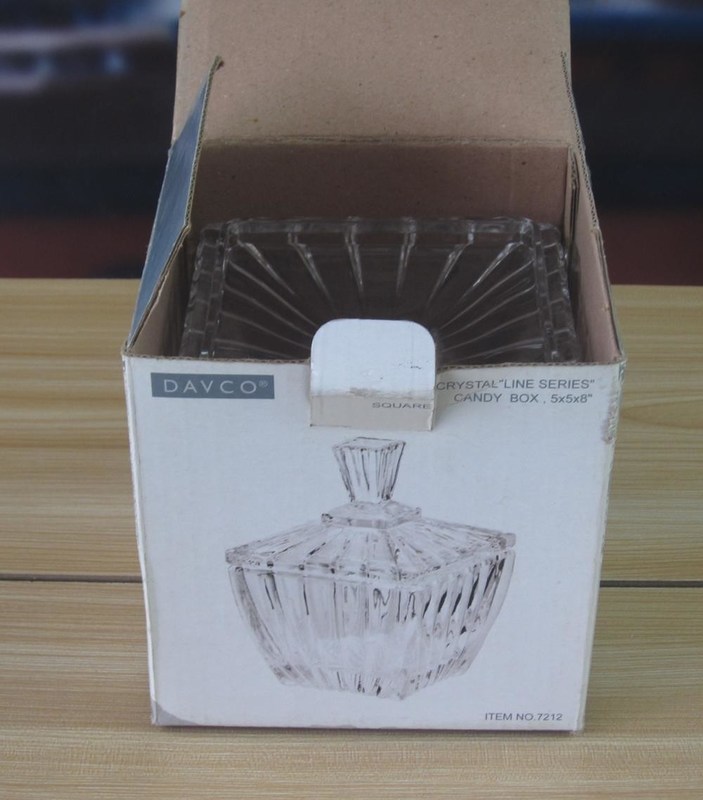 Kalite Square Optic Stripes Glass Storage Jars For Candy Fabrika