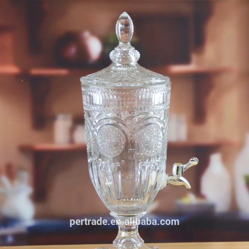 Kalite Deep Cutted Engraved 5l Glass Jar With Lid . Glass Food Storage Jars Fabrika