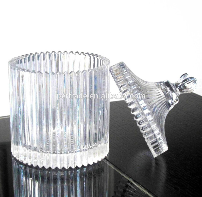 Kalite home Embossed Stripes Large Glass Container With Lid Fabrika