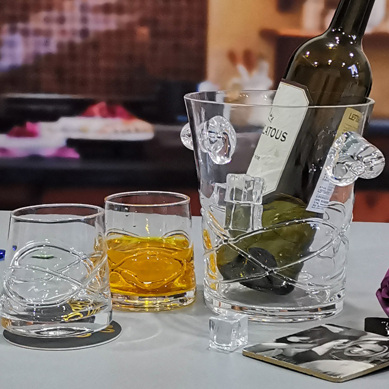 Kalite Inlaid Arc Design Handmade Whiskey Glass Fabrika