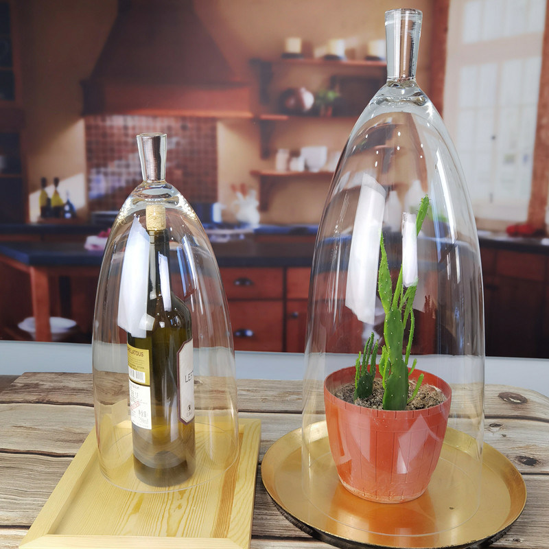 Kalite Transparent Lead Free Handled 21" Glass Dome Cloche Fabrika