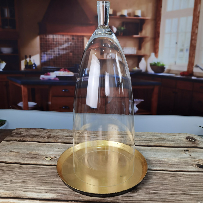 Kalite Transparent Lead Free Handled 21" Glass Dome Cloche Fabrika