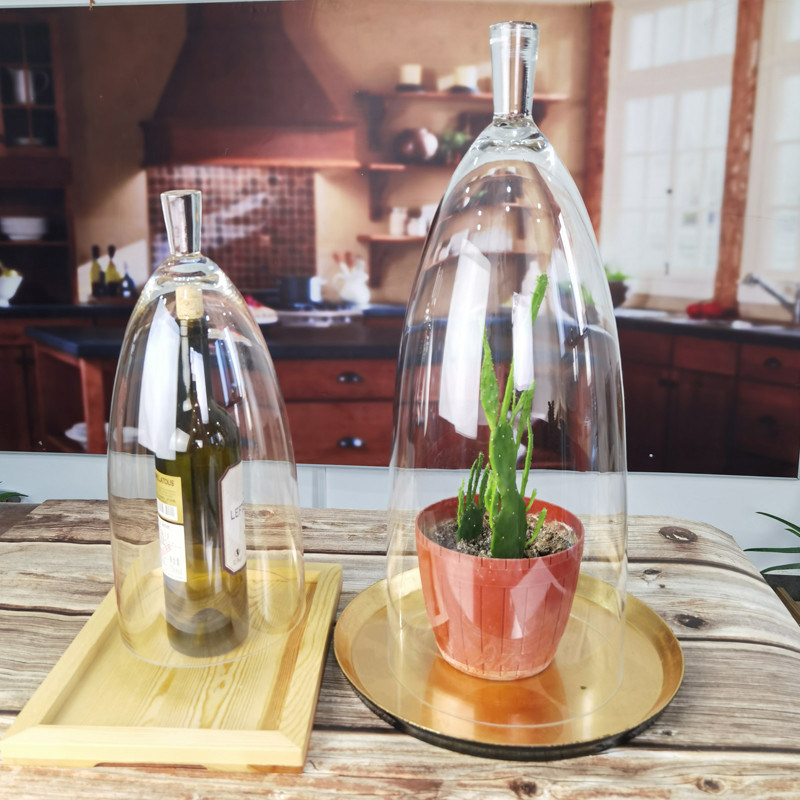 Kalite Transparent Lead Free Handled 21" Glass Dome Cloche Fabrika