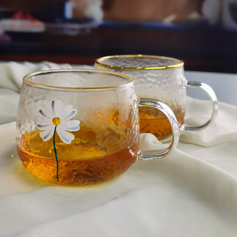 Kalite Borosilicate Hammered Texture Tumbler Drinking Glasses With Golden Rim Fabrika