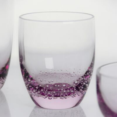 Kalite Crystal Wine Glass handblown with subtle trapped bubbles and a soft lavender to clear gradient combining beauty and durability Fabrika