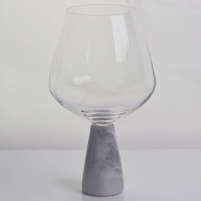 Kalite Hand Blown Crystal Wine Glass with Modern Gray Marble Stem Base Ultra Clear Bowl Perfect for Dinner Parties and Everyday Fabrika