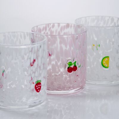 Kalite Tumbler Drinking Glasses hand crafted with dreamy confetti patterns and fruity designs that bring joy to your table setting Fabrika