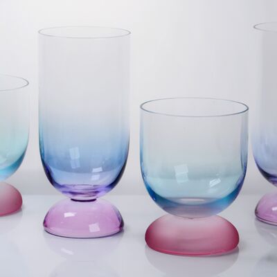 Kalite Handblown Crystal Wine Glass Goblet with Two-color Gradient and Frosted Base for 400ml Wine Cocktail & Home Decor Fabrika