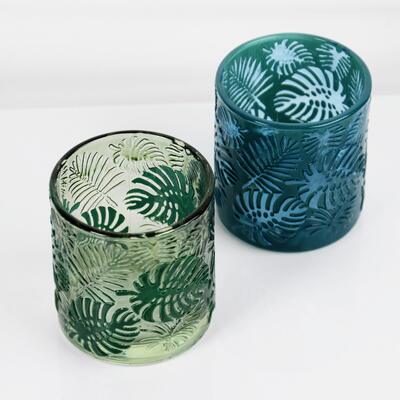 Kalite 200ml Kapasiteli Kurşunsuz Kristal Camlı Çıkıntılı Tropikal Monstera Yapraklı Cam Şamdanlı Fabrika