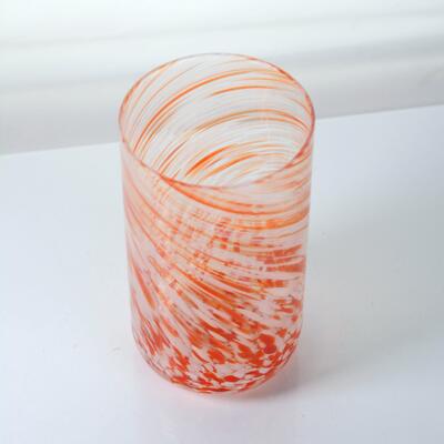Kalite Hand-blown Orange Swirl Confetti Glass Cup - Artisan Crafted Drinking Glass for Whiskey and Cocktails Fabrika