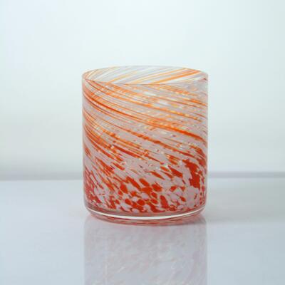 Kalite Hand-blown Orange Swirl Confetti Glass Cup - Artisan Crafted Drinking Glass for Whiskey and Cocktails Fabrika