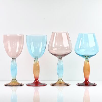 Kalite Hand-Blown Gradient Color Borosilicate Wine Glasses, Multi-Color Artistic Stem Goblets for Wine, Cocktail, Home Bar & Party Decor fabrika