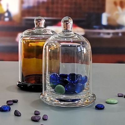 Kalite Customized Color Glass Cloche Jar with Bell Dome Glass Lid For Candle Wax Fabrika