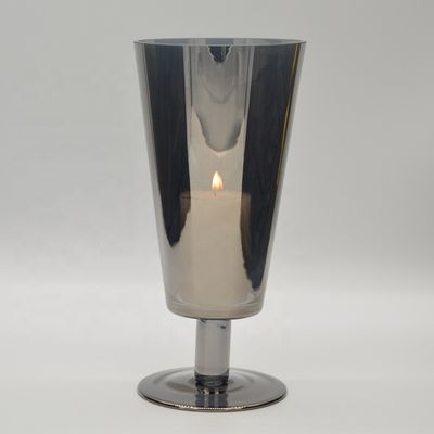 Kalite Stemed Electroplated Grey Glass Candle Holder Centerpieces Fabrika