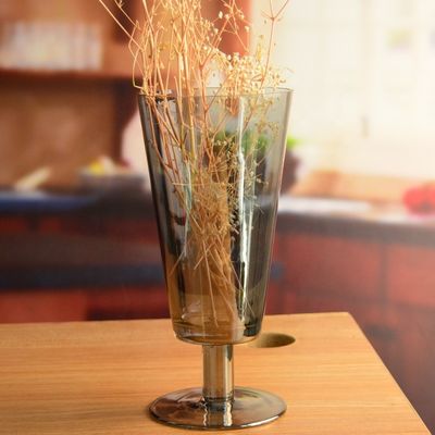 Kalite Stemed Electroplated Grey Glass Candle Holder Centerpieces Fabrika