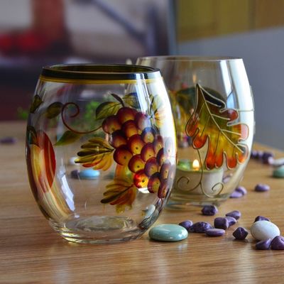 Kalite Egg Shaped Beautiful Color Glass Cylinder Candle Holders , Glass Votive Candle Holders Fabrika