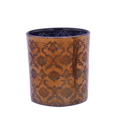 Kalite Copper Glass Candle Holders With Laser Engrave Pattern Fabrika
