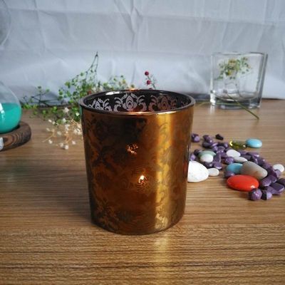 Kalite Copper Glass Candle Holders With Laser Engrave Pattern Fabrika