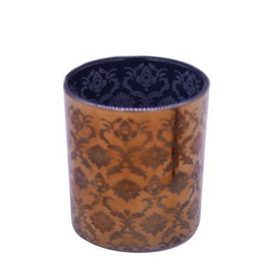 Kalite Copper Glass Candle Holders With Laser Engrave Pattern Fabrika