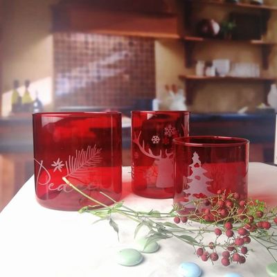 Kalite Brosilicate Glass Candle Holders With Etched Christmas Pattern Fabrika
