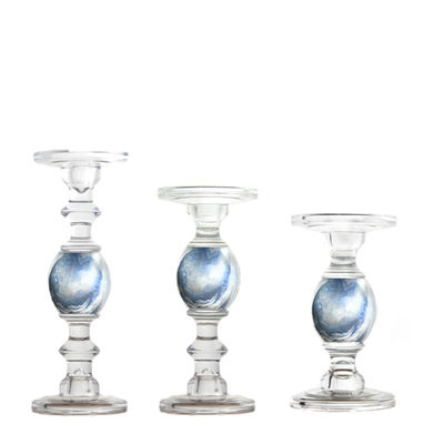 Kalite Crystal 3 Size Long Stem Candle Holders With Marble Planet Fabrika