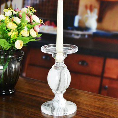 Kalite Crystal 3 Size Long Stem Candle Holders With Marble Planet Fabrika