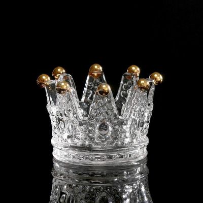 Kalite Classic Crown Clear Glass Candle Holders Fabrika