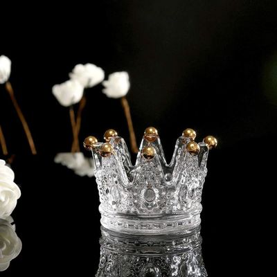 Kalite Classic Crown Clear Glass Candle Holders Fabrika