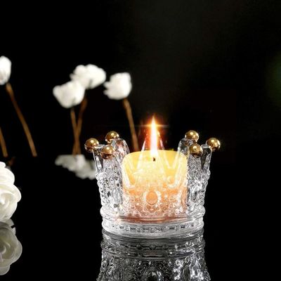 Kalite Classic Crown Clear Glass Candle Holders Fabrika