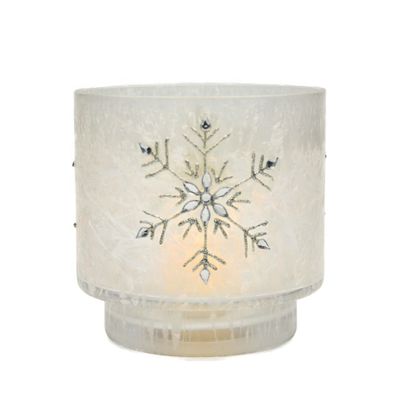 Kalite Snow Flake Glass Candle Holders Fabrika