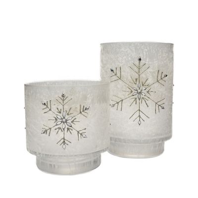 Kalite Snow Flake Glass Candle Holders Fabrika