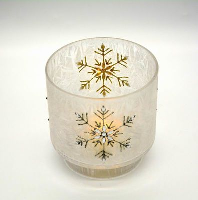 Kalite Snow Flake Glass Candle Holders Fabrika