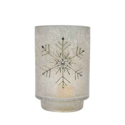 Kalite Snow Flake Glass Candle Holders Fabrika