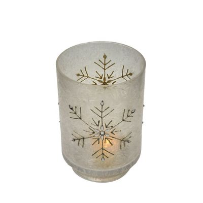 Kalite Snow Flake Glass Candle Holders Fabrika